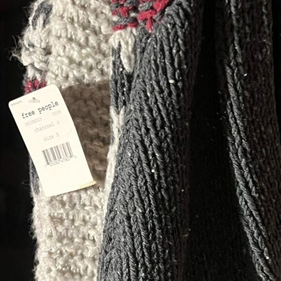 NWT Free People Chunky Knit Fair Isle Hooded Sweater - Picture 10 of 12
